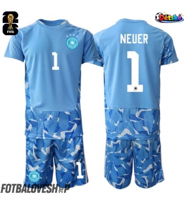 Německo Manuel Neuer #1 Brankářské Dětské Venkovní Dres MS 2026 Krátký Rukáv (+ trenýrky)